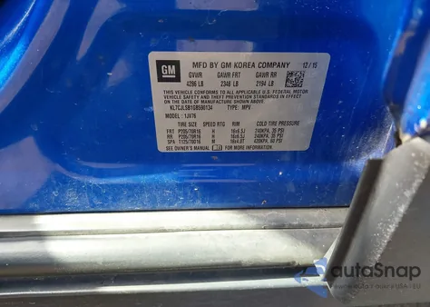 2016 Chevrolet Trax Lt from USA, damaged, VIN KL7CJLSB1GB590134